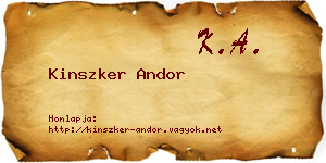 Kinszker Andor névjegykártya